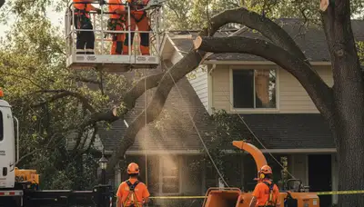 Cape Coral, FL emergency tree service crew removing storm-damaged trees and fallen limbs