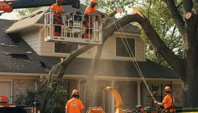 Cape Coral, FL tree service crew removing storm-damaged trees safely