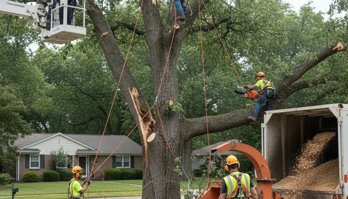 Cape Coral, FL emergency tree service crew removing storm-damaged fallen tree