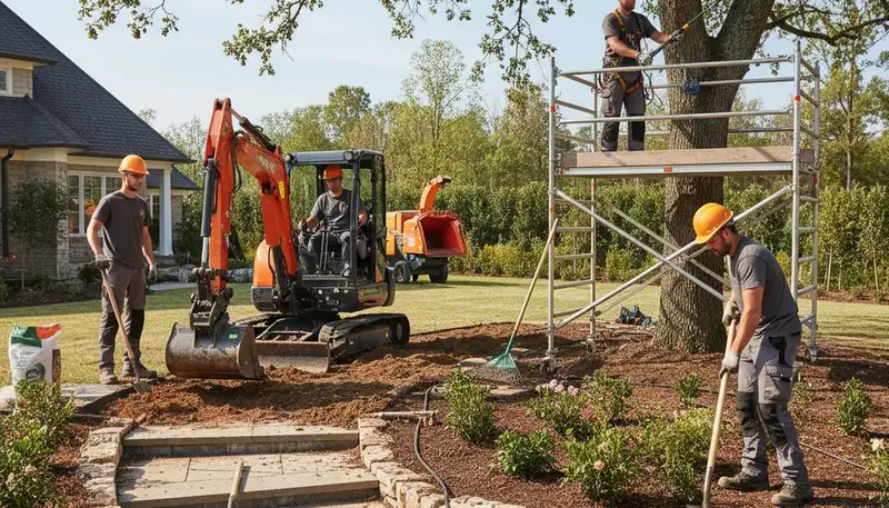 Cape Coral, FL tree service crew providing landscaping and tree care for residential properties