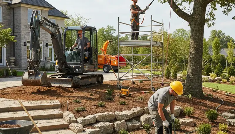 Cape Coral, FL tree service crew providing landscaping and tree care for residential properties