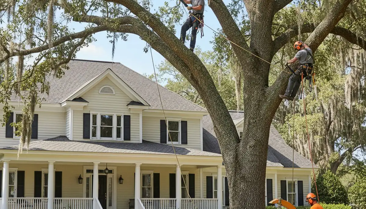 Tree service crew in Cape Coral, FL providing professional tree removal and trimming services