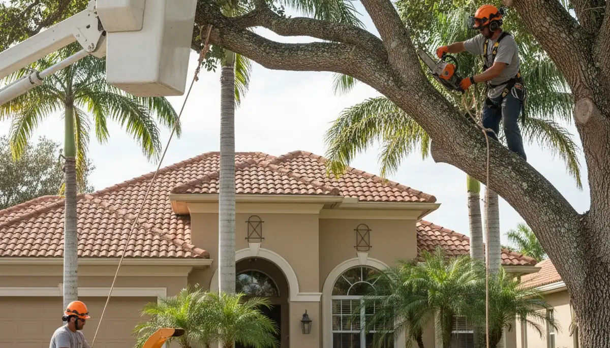 Tree service crew in Cape Coral, FL providing professional tree removal and trimming services