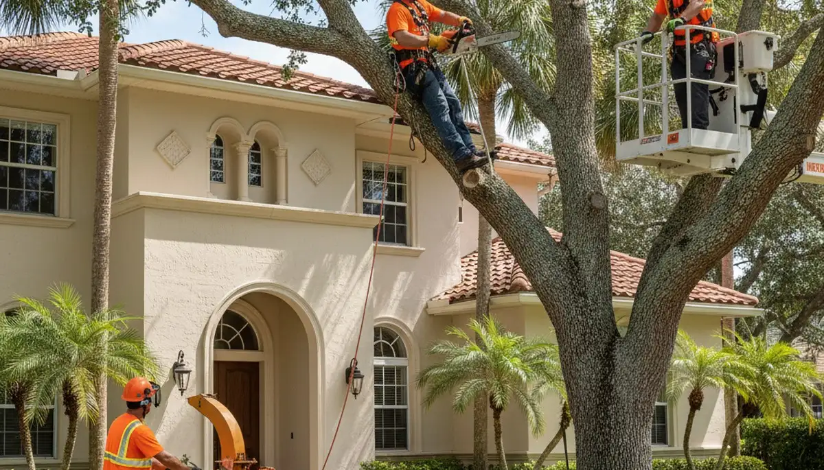 Tree service crew in Cape Coral, FL providing professional tree removal and trimming services