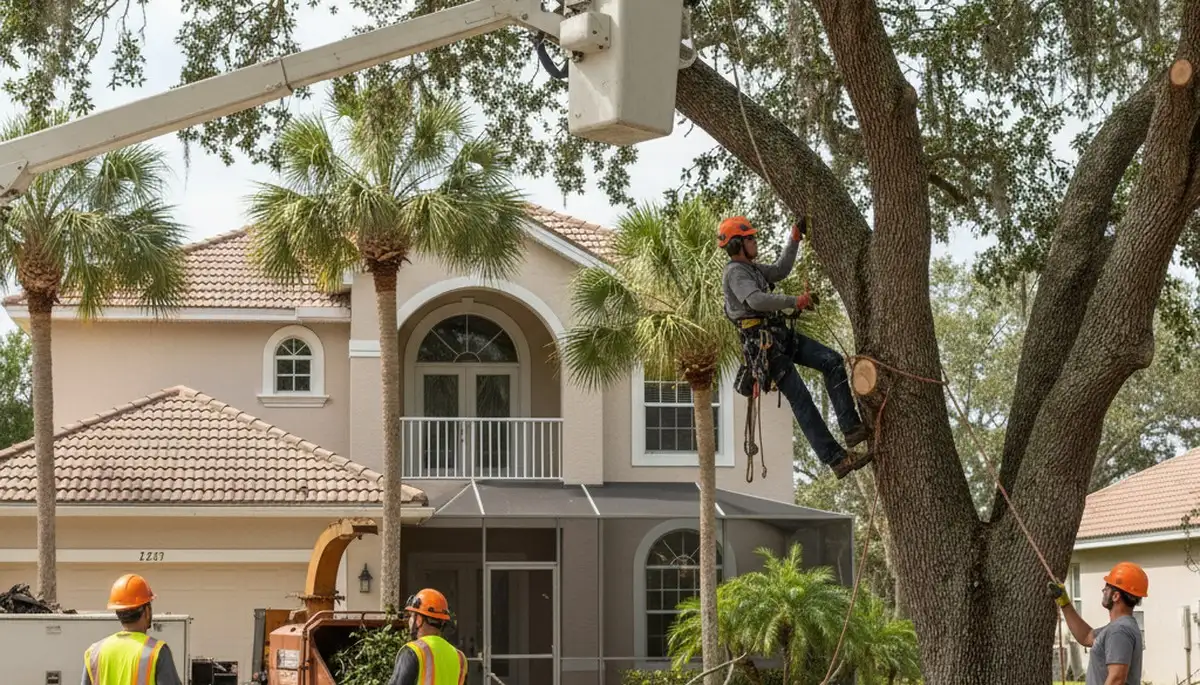 Tree service crew in Cape Coral, FL providing professional tree removal and trimming services