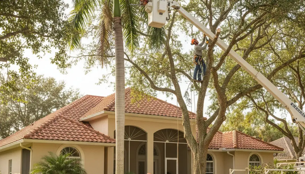 Cape Coral, FL tree service crew providing safe tree removal and trimming for residential properties