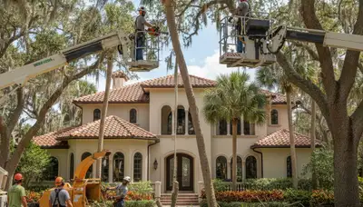 Tree service team in Cape Coral, FL providing safe tree removal and trimming for local properties