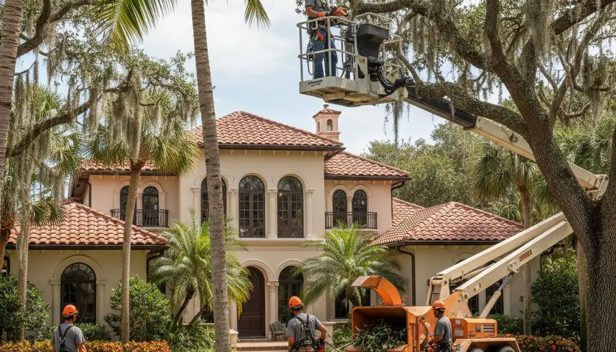 Tree service crew in Cape Coral, FL providing professional tree removal and trimming services
